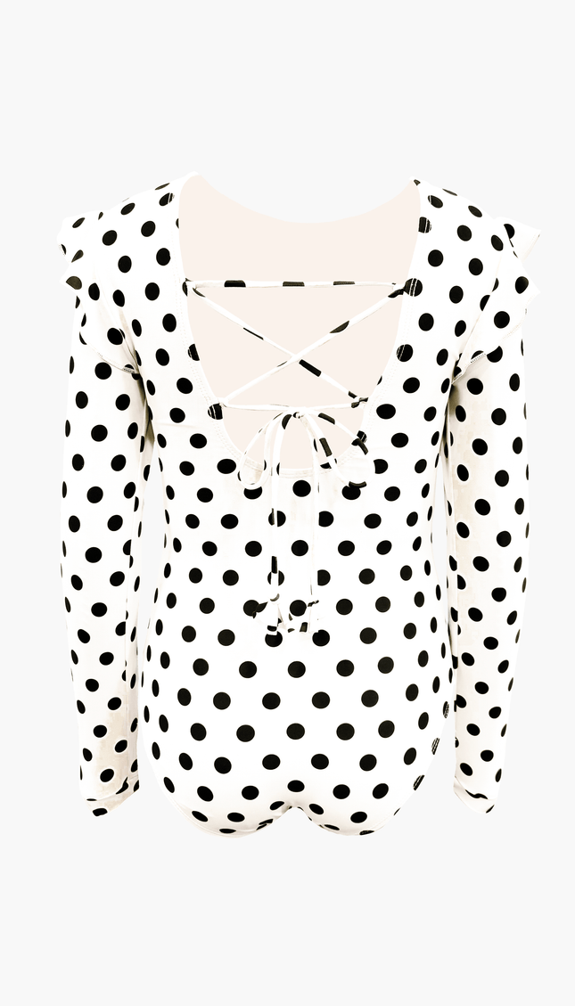 Traje de Baño Completo Niña Manga Larga Lunares, Colección Limoncello - Bari, los mejores trajes de baño y Bikinis. Diseño y tecnología juntos.