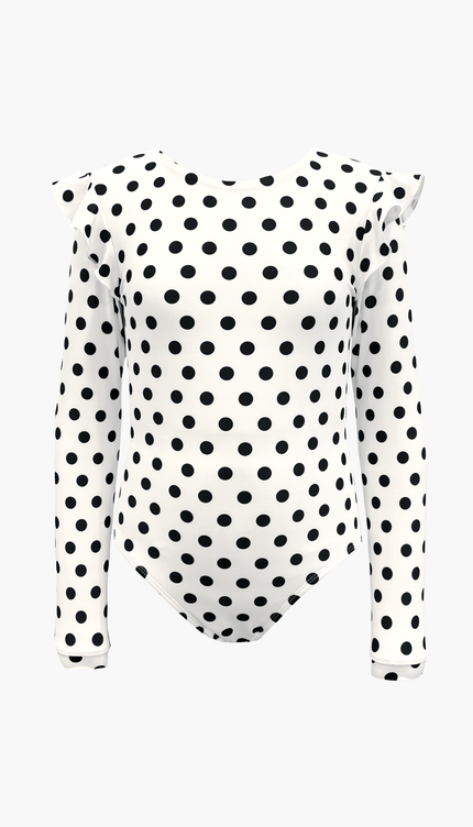 Traje de Baño Completo Niña Manga Larga Lunares, Colección Limoncello - Bari, los mejores trajes de baño y Bikinis. Diseño y tecnología juntos.