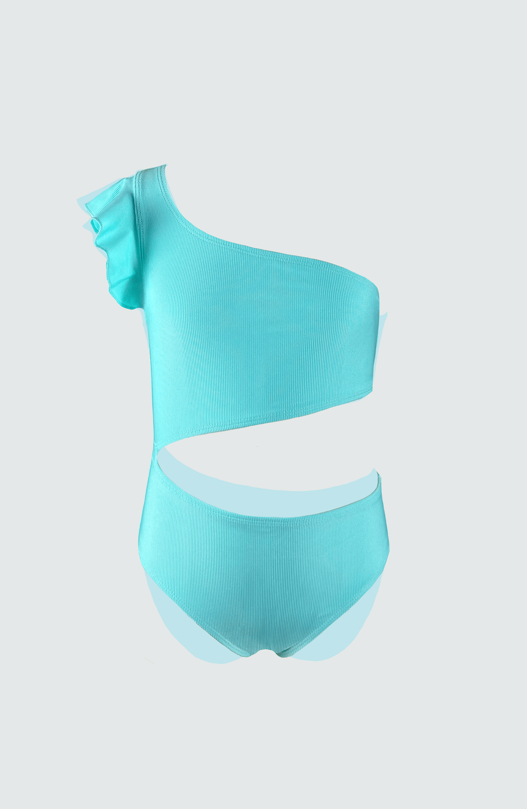 Traje de Baño Completo para Niña Aqua de Un Hombro con Olanes, Bari Swimwear - Bari, los mejores trajes de baño y Bikinis. Diseño y tecnología juntos.