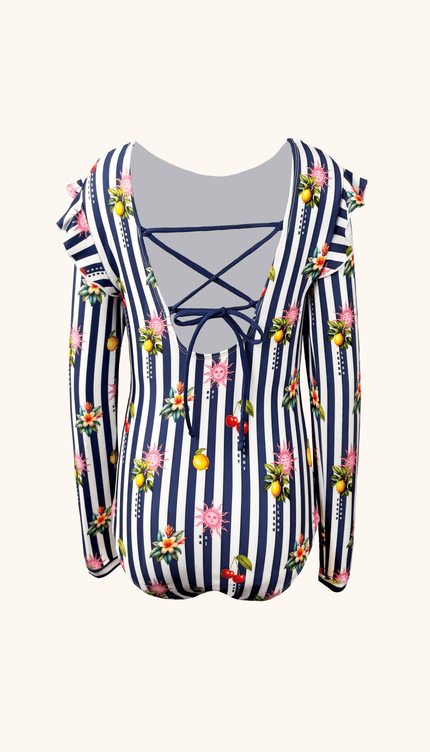 Traje de Baño Niña Completo Manga Larga , Colección Alma Frutal - Bari, los mejores trajes de baño y Bikinis. Diseño y tecnología juntos.