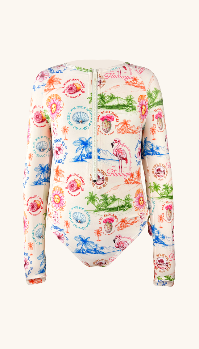 Traje de Baño Niña Completo Manga Larga , Colección Alma Frutal - Bari, los mejores trajes de baño y Bikinis. Diseño y tecnología juntos.