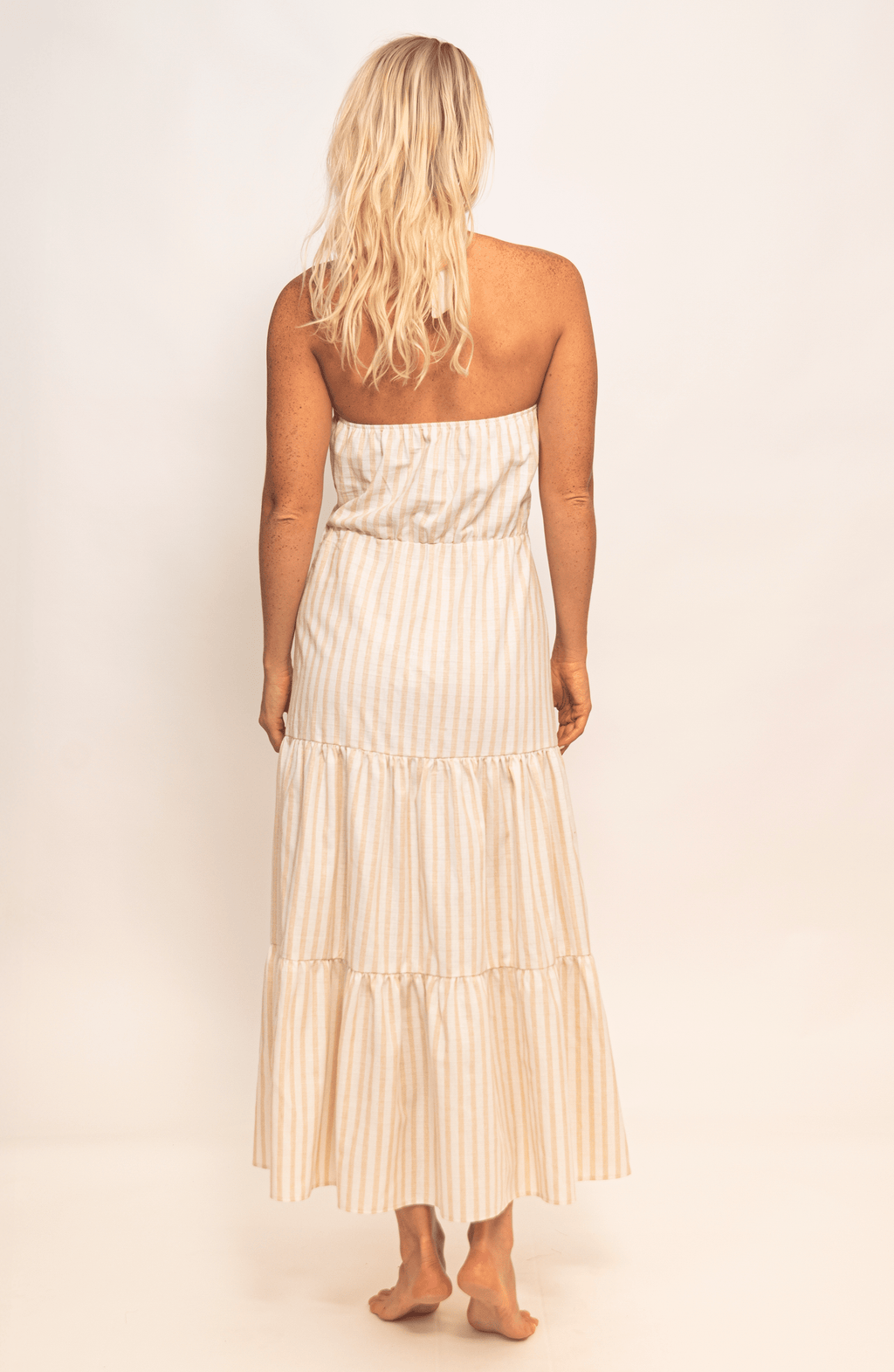 Vestido Maxi Rayas, Colección ODISEA - Bari, los mejores trajes de baño y Bikinis. Diseño y tecnología juntos.