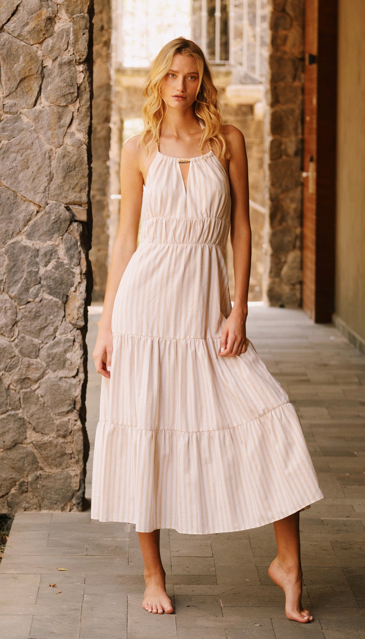 Vestido Maxi Rayas, Colección ODISEA - Bari, los mejores trajes de baño y Bikinis. Diseño y tecnología juntos.