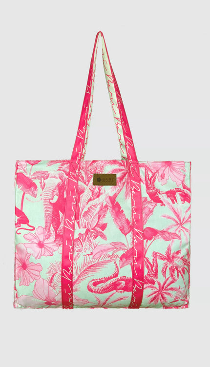 Bolsa Reversible Estampado Palmas Bailando Entre Palmas - Bari, los mejores trajes de baño en México.