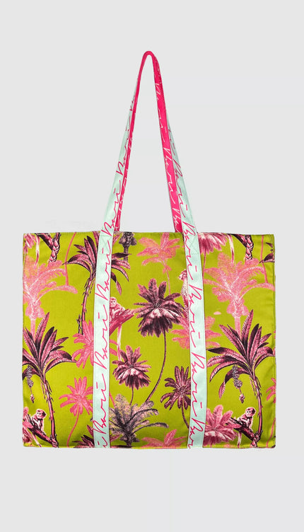 Bolsa Reversible Estampado Palmas Bailando Entre Palmas - Bari, los mejores trajes de baño en México.