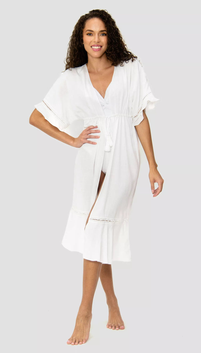 Cover Up Blanco Abierto Alma Viajera - Bari, los mejores trajes de baño en México.