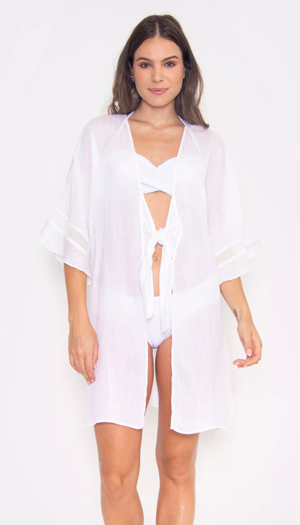 Cover Up Blanco Amarre Frontal Vibra Bonita - Bari, los mejores trajes de baño y Bikinis. Diseño y tecnología juntos.