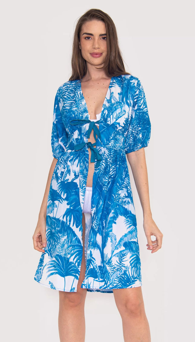 Cover Up Estampado Cascada Azul Vibra Bonita - Bari, los mejores trajes de baño y Bikinis. Diseño y tecnología juntos.