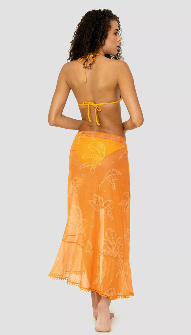 Pareo Estampado Naranja Alma Viajera - Bari, los mejores trajes de baño en México.