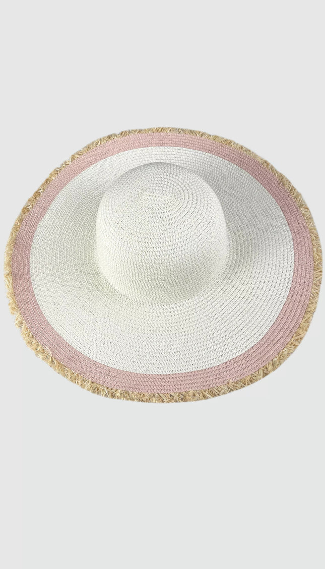 Sombrero Blanco / Rosado - Bari, los mejores trajes de baño en México.