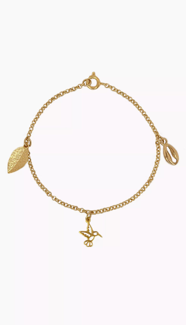 Tobillera/pulsera Colibrí Concha Hoja - Bari, los mejores trajes de baño en México.