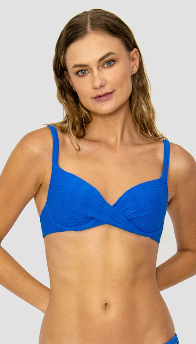 Top Bikini ESSENTIALS Azul Varilla Alma Viajera - Bari, los mejores trajes de baño en México.
