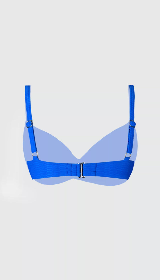 Top Bikini ESSENTIALS Azul Varilla Alma Viajera - Bari, los mejores trajes de baño en México.