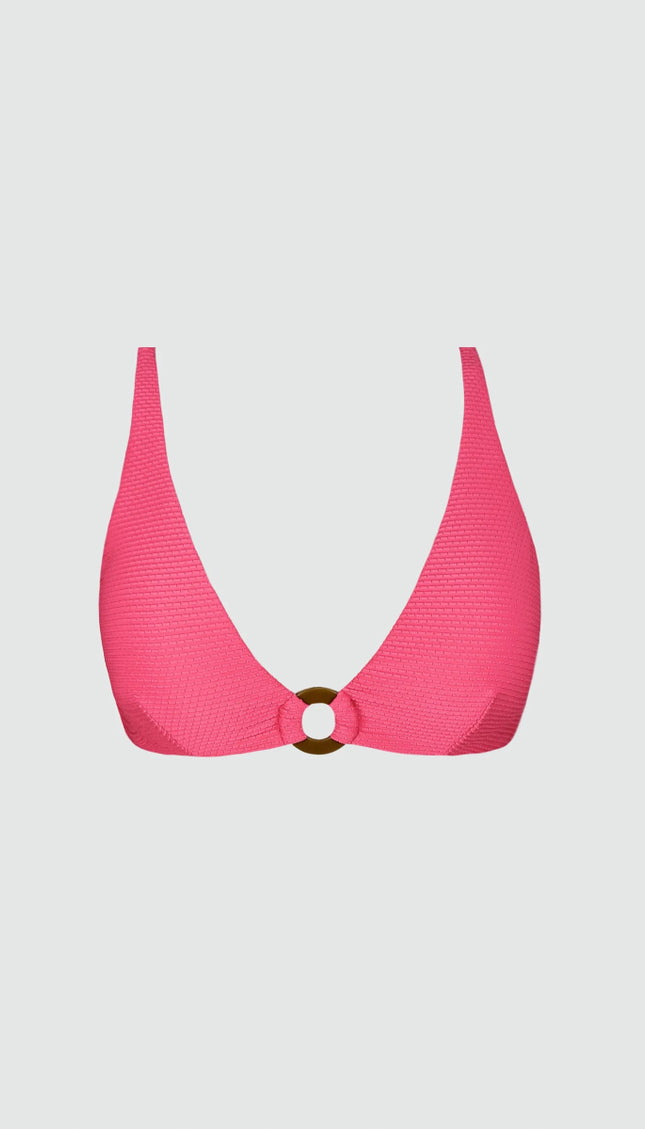 Top Bikini ESSENTIALS Rojo Argolla Decorativa Alma Viajera - Bari, los mejores trajes de baño en México.