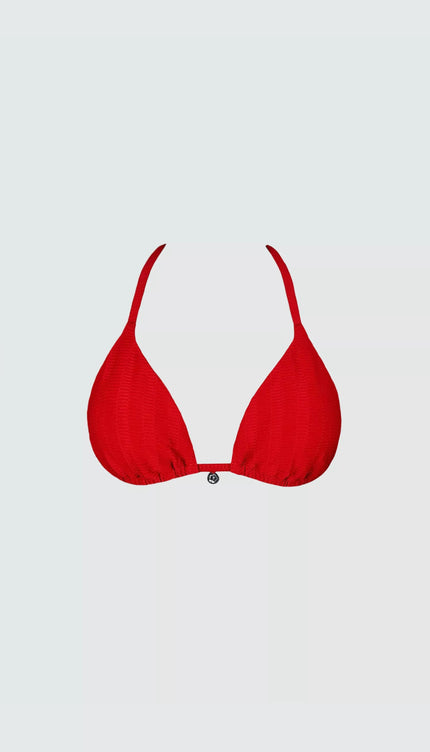 Top Bikini Triangulo Rojo Bailando Entre Palmas - Bari, los mejores trajes de baño en México.