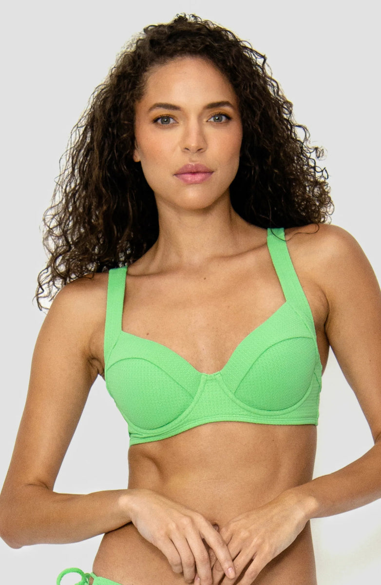 Top Bikini Verde Copa Preformada Essentials Aurora Bari los
