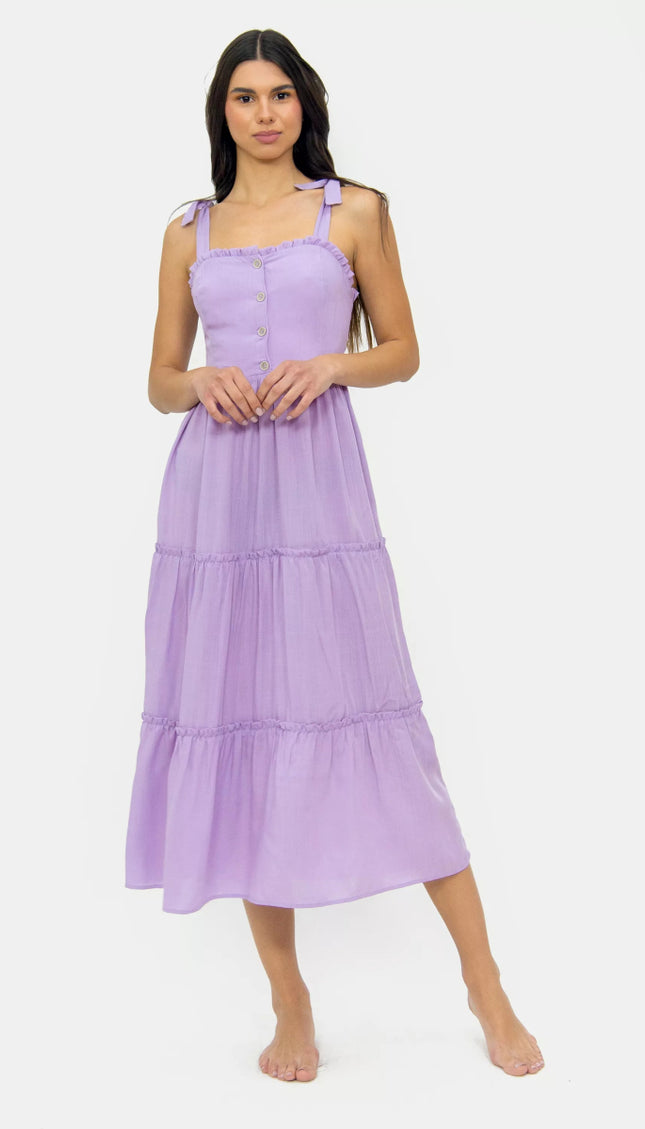 Vestido Largo Lila Bailando Entre Palmas - Bari, los mejores trajes de baño en México.
